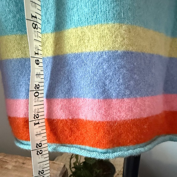 Garnet Hill 100% Cashmere Sweater Womens Medium Multi Color Striped Crew Neck M - Picture 4 of 5